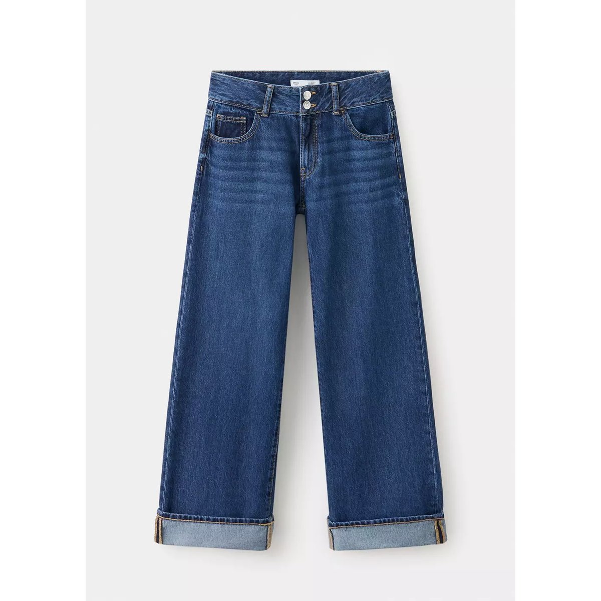 Jean droit à revers bleu foncé, MANGO TEEN
