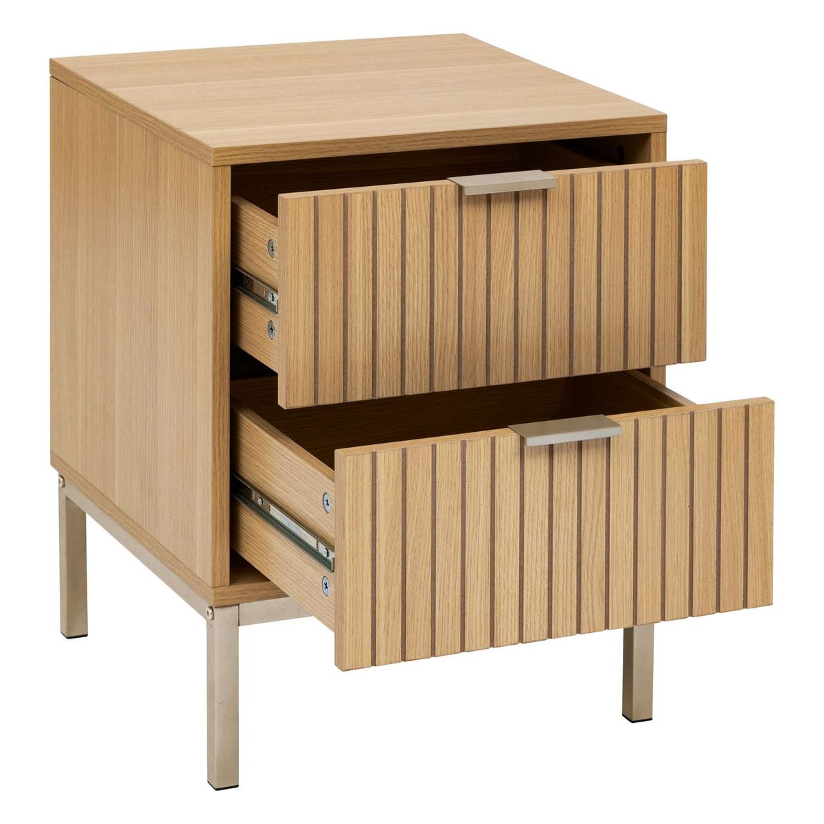 Table de chevet 2 tiroirs en bois TASSO marron, ATMOSPHERA