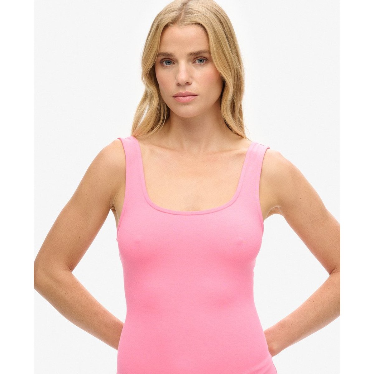 Mini robe en jersey à encolure carrée œillet rose, SUPERDRY