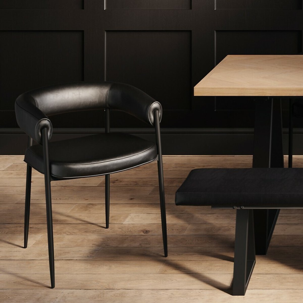 Simona Faux Leather Dining Chairs (Set of 2) black, SO'HOME