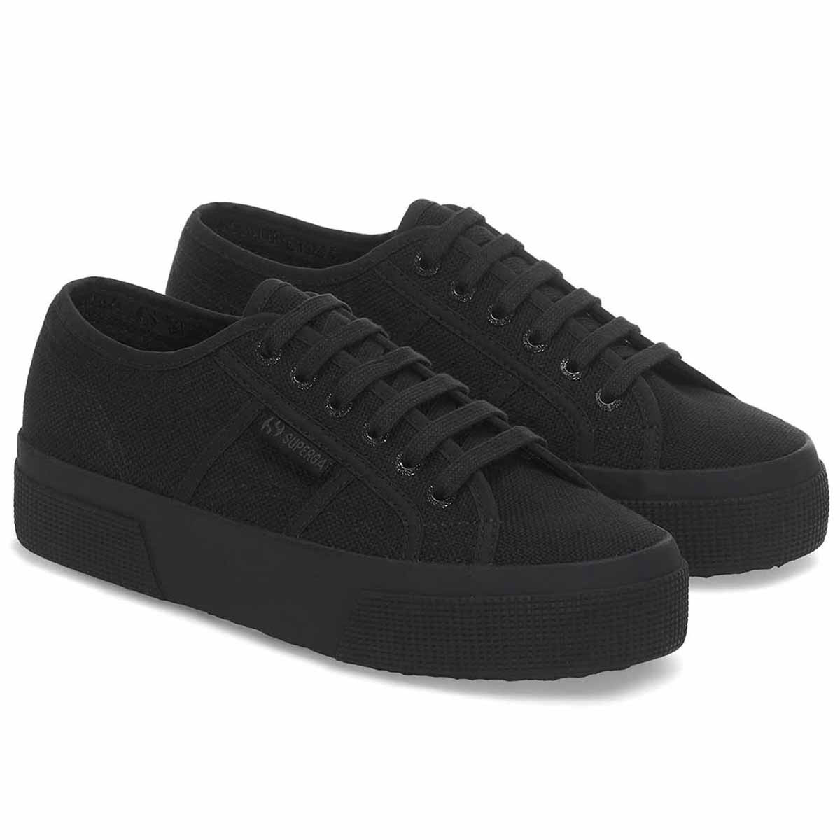 Baskets compensées en toile 2740 , Platform noir, SUPERGA