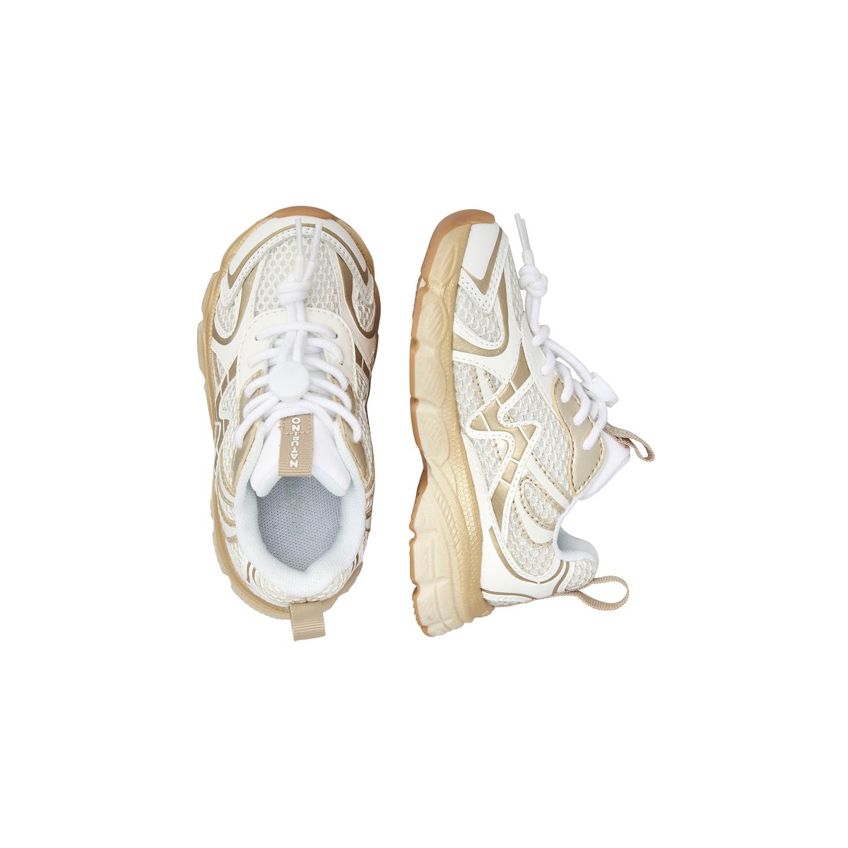 Sneakers en simili cuir et tissu WAVE. blanc-platine, NATURINO