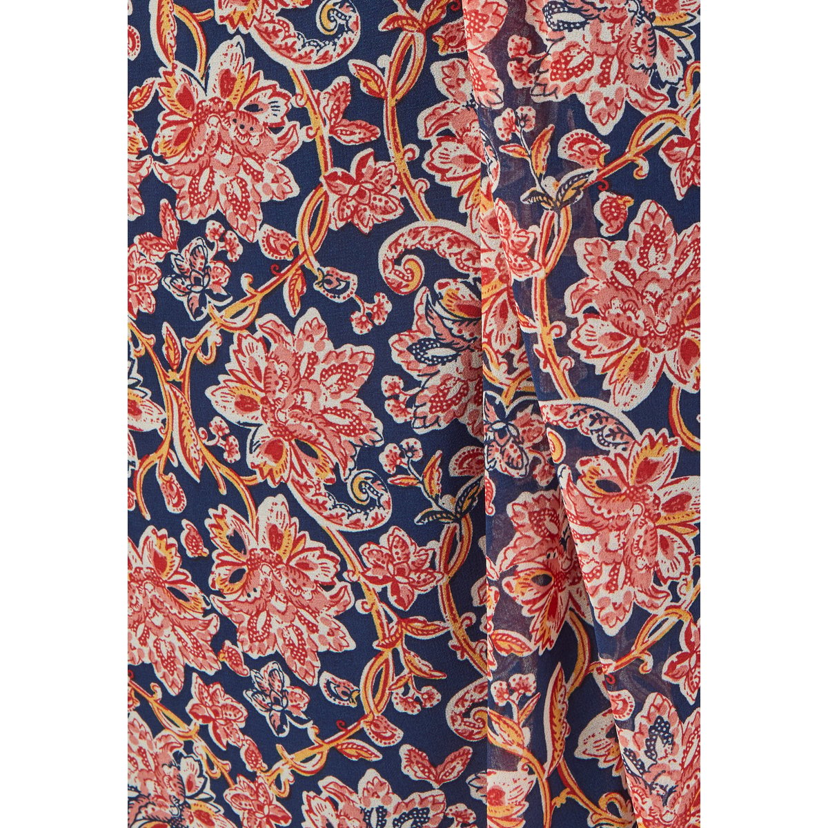 Jupe voile taille effet drapé bleu marine fleuri, DAMART