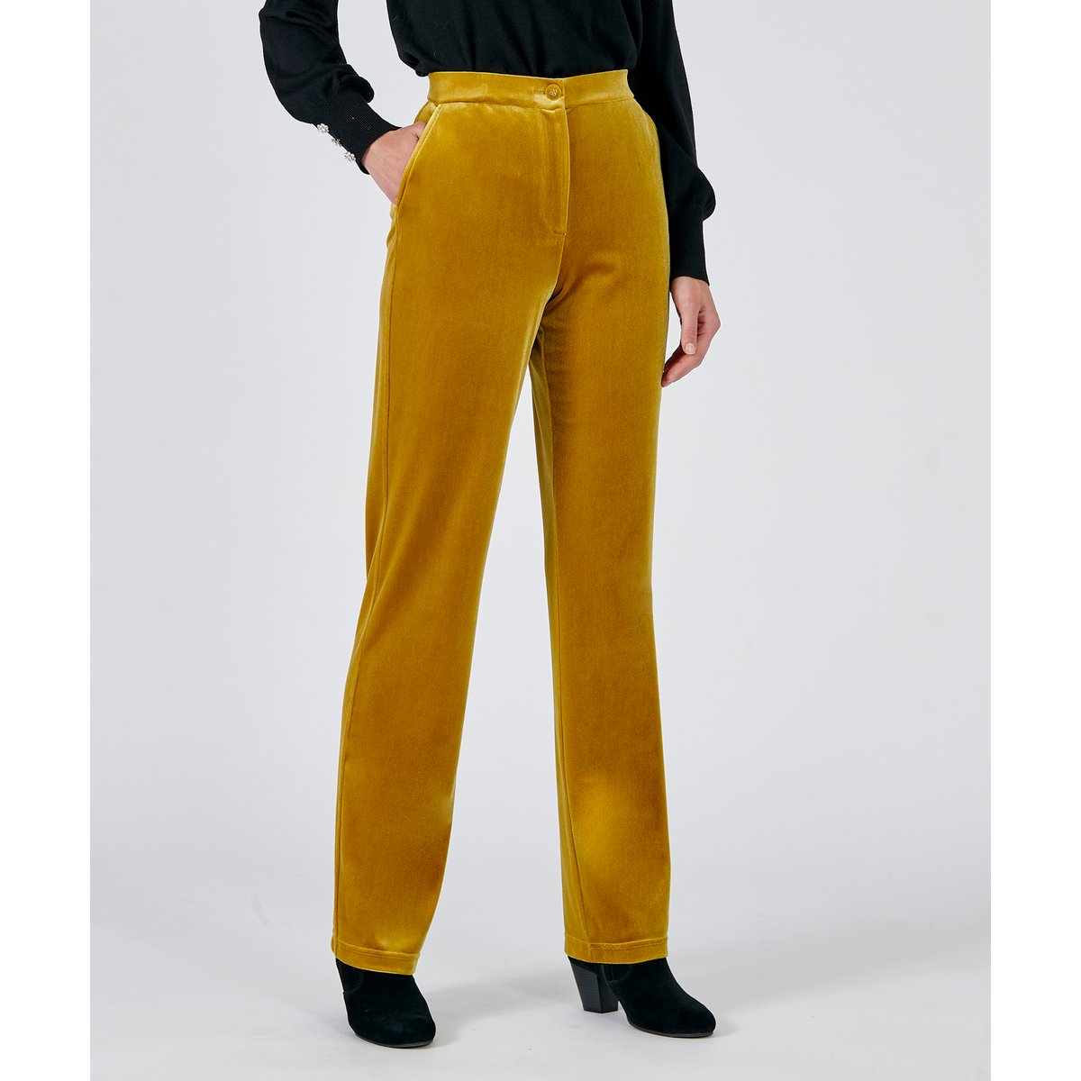 Pantalon confort velours marron mastic, DAMART