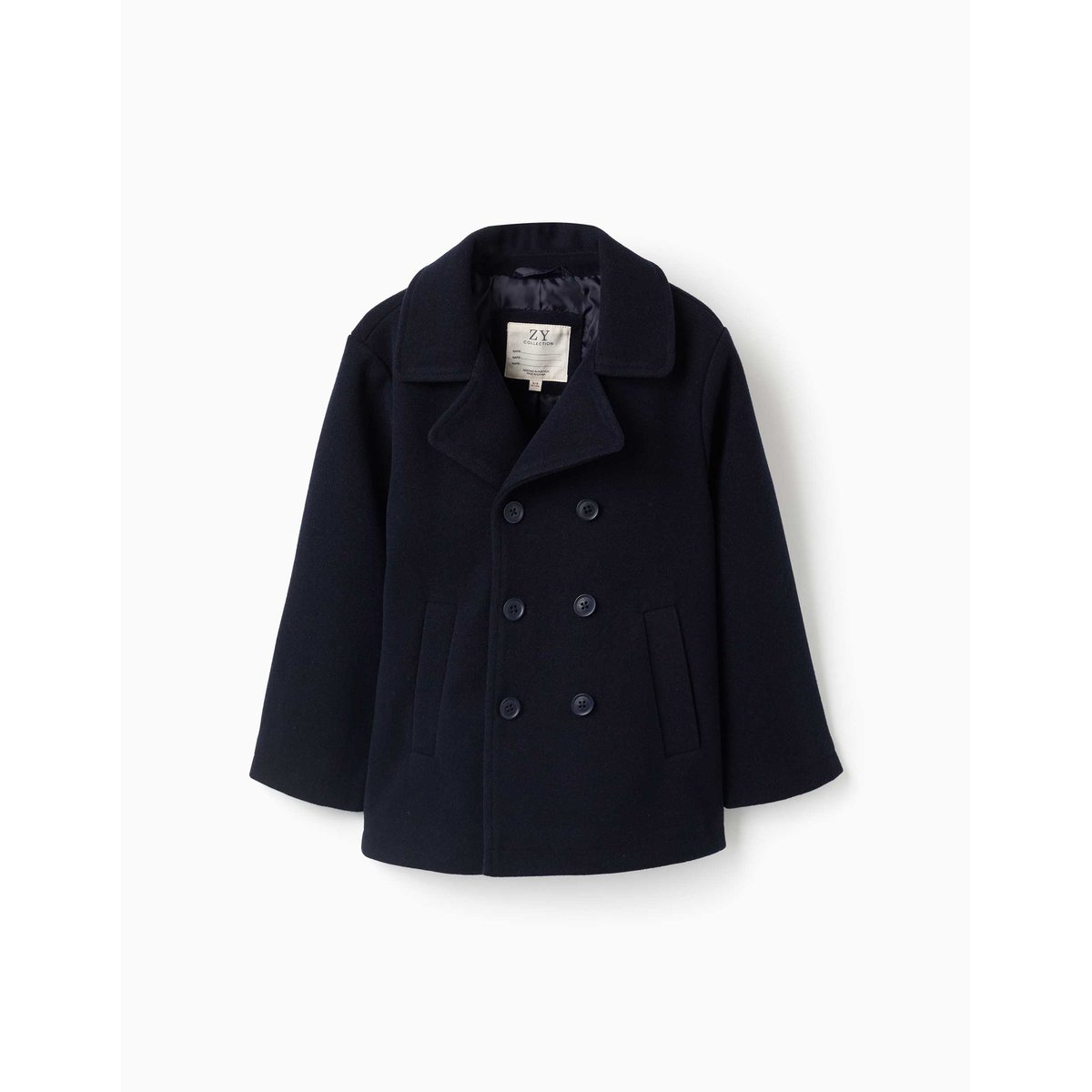 Manteau à effet laine avec poches devant bleu foncé, ZIPPY