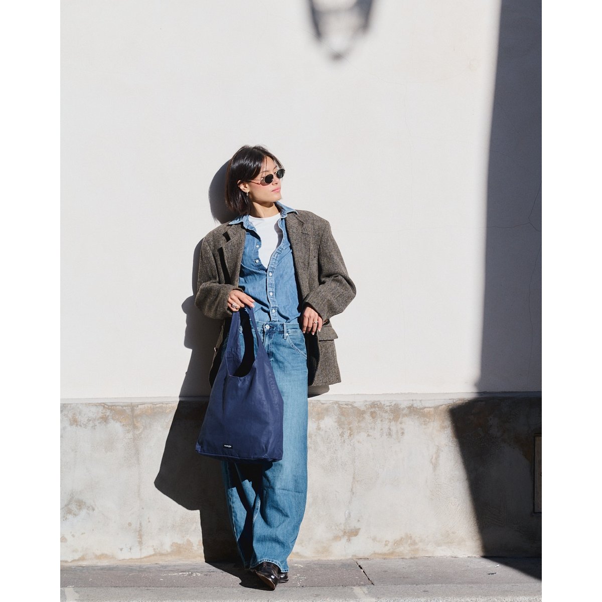 Sac seau en coton enduit RICHELIEU bleu enduit, RIVEDROITE