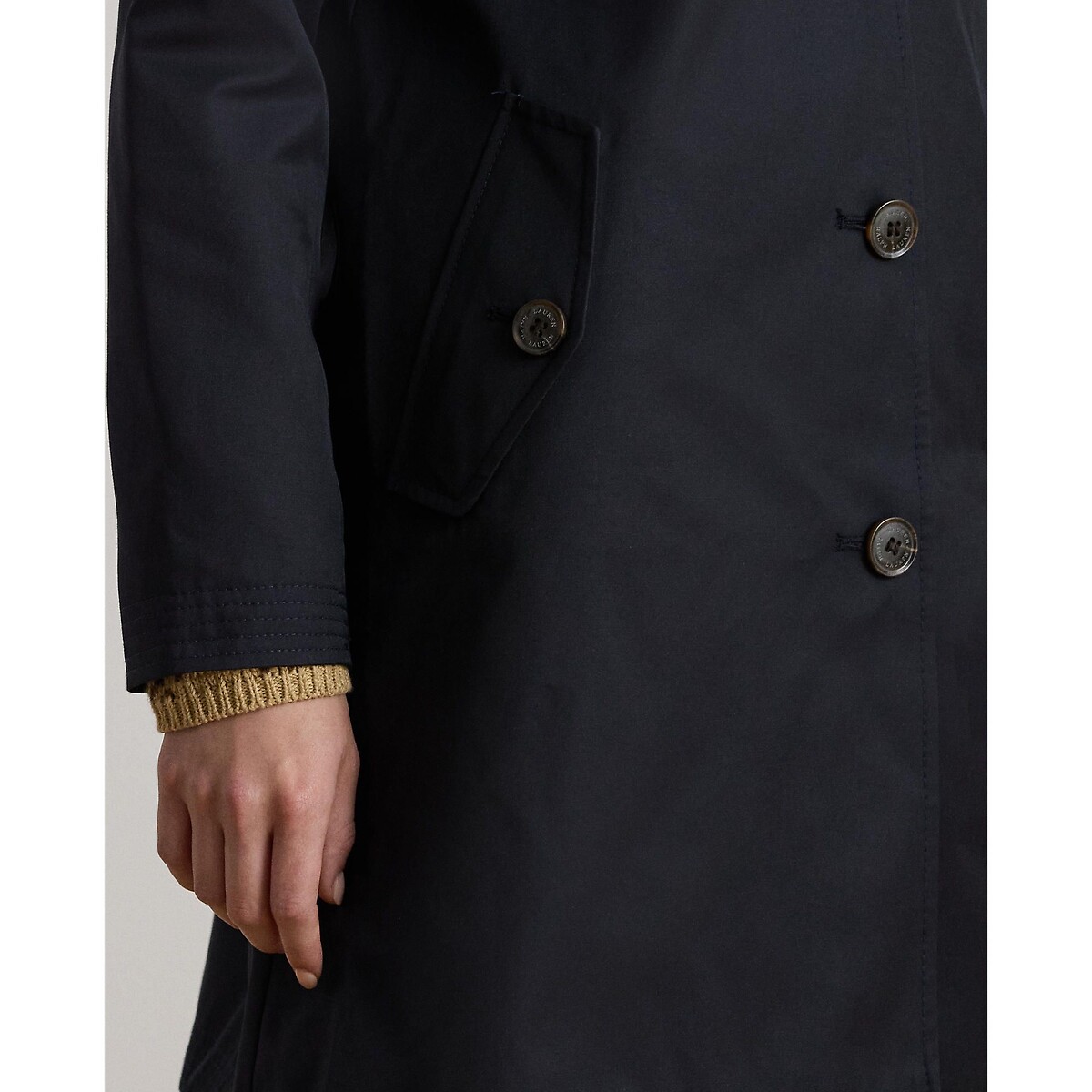 Trench long  fermeture boutonnée, mi-saison marine, LAUREN RALPH LAUREN