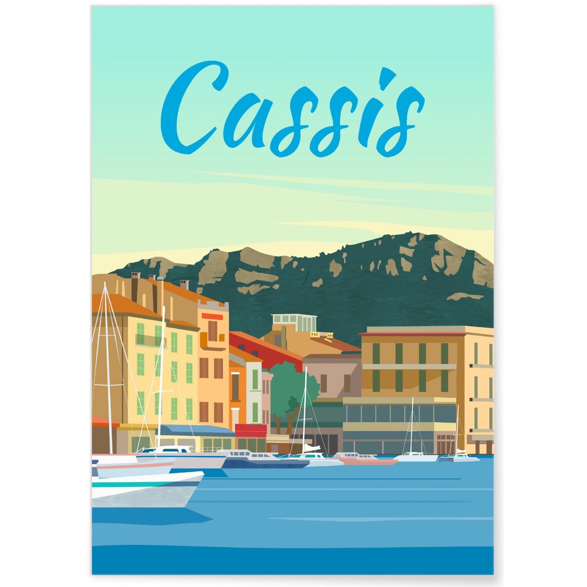 Affiche ville Cassis blanc, L'AFFICHERIE