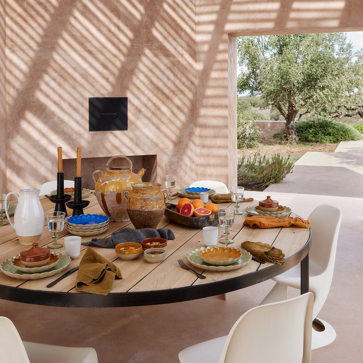 Assiette ronde coupe 28, MARRAKESH eucalyptus, COSTA NOVA