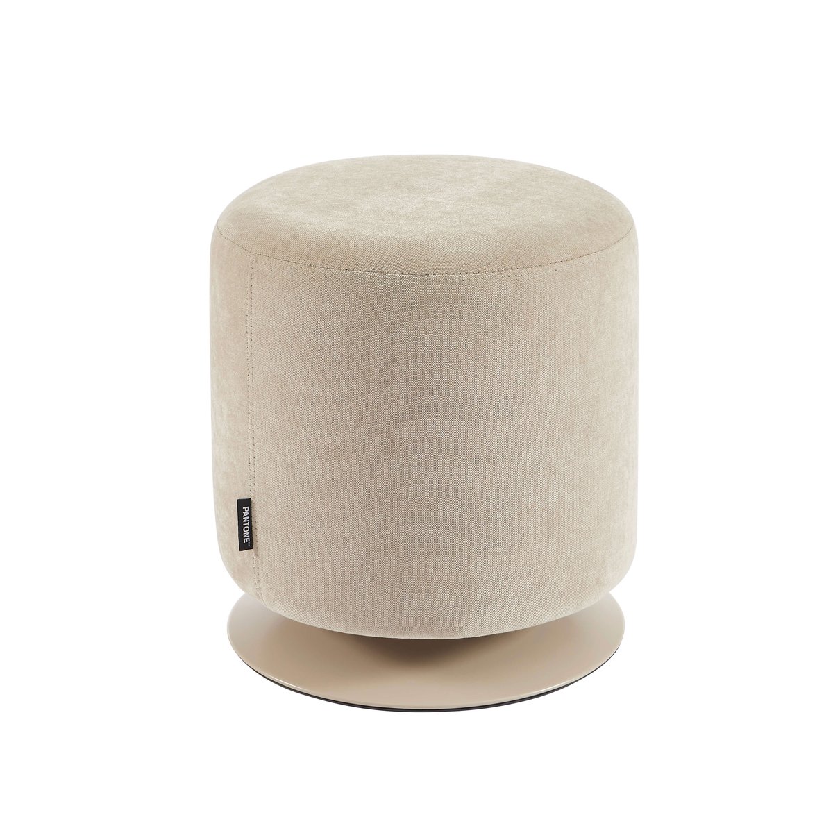 Pouf en tissu et pied pivotant en acier taupe, PANTONE