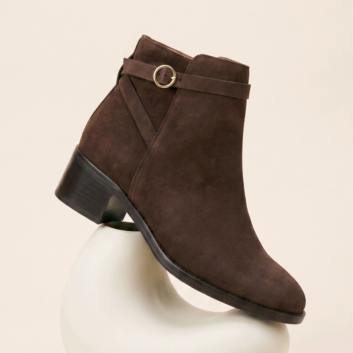 Bottines cavalières cuir daim marron, JULES & JENN