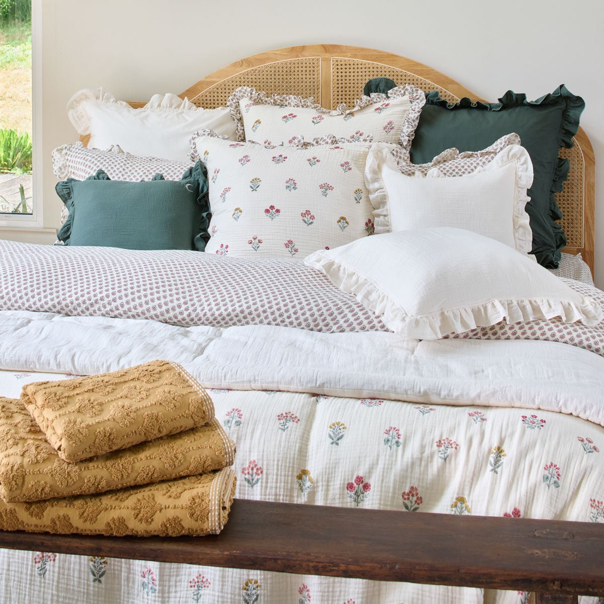 Housse De Couette Néroli Triple Gaze De Coton Réversible - NEROLI naturel, TRADITION DES VOSGES