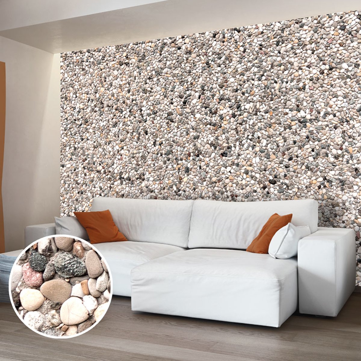 Papier peint intissé panoramique Stone Charm beige, EDEN