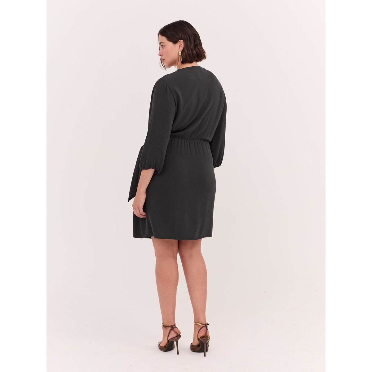 Robe portefeuille JOY en viscose noir, FIORELLA RUBINO
