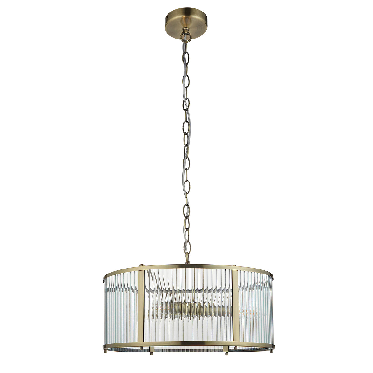 Risto 3-Light Ribbed Glass Pendant Light aged brass, SO'HOME