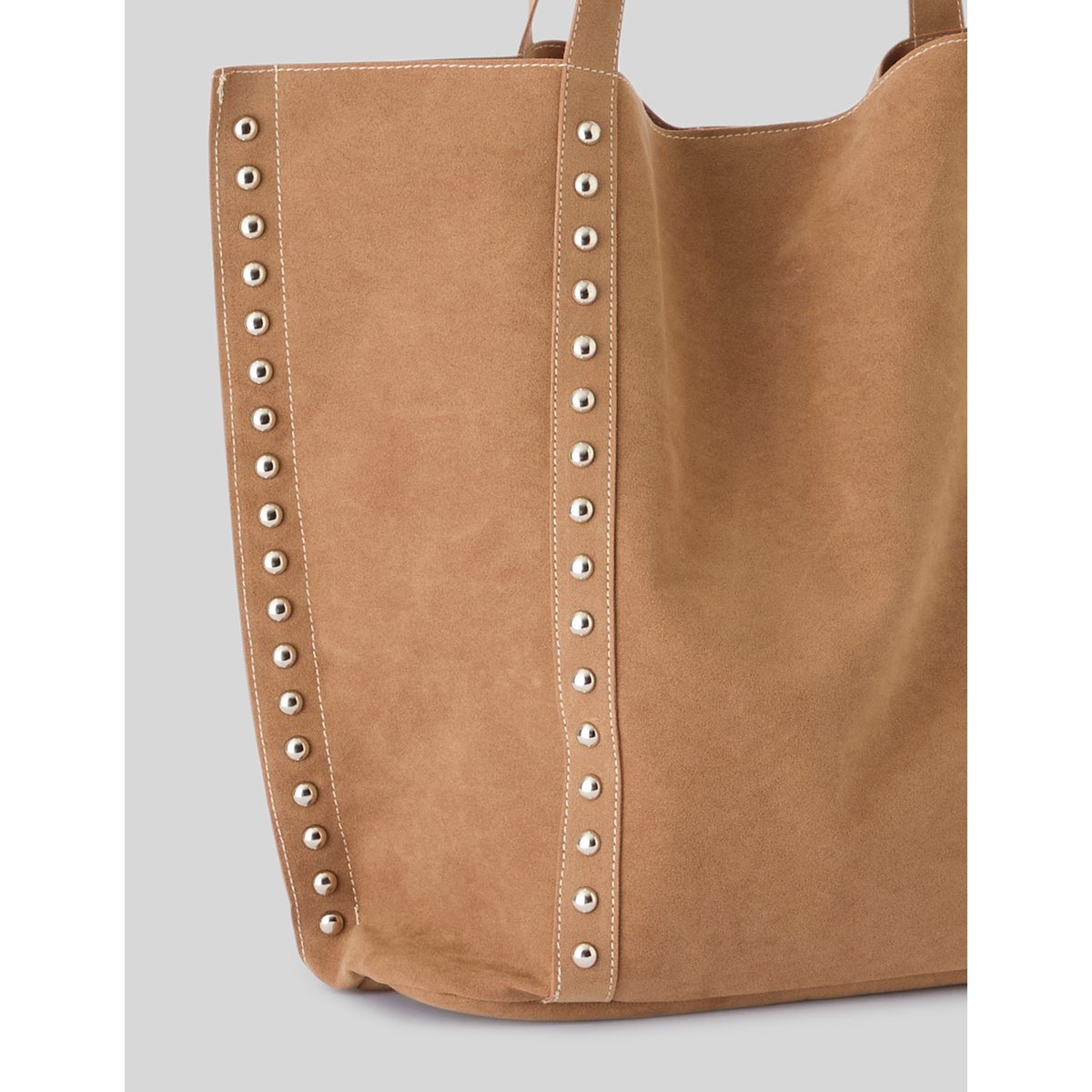 Sac cabas à clous en suédine camel, BZB