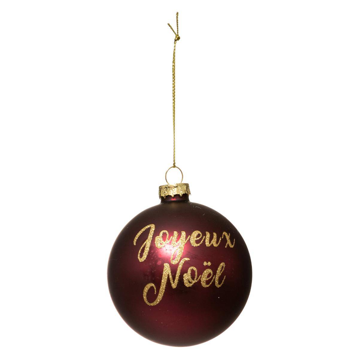 Boule de Noël Verre 80 mm Jaune Paillette 3 Assortiments rouge, FEERIC LIGHTS & CHRISTMAS