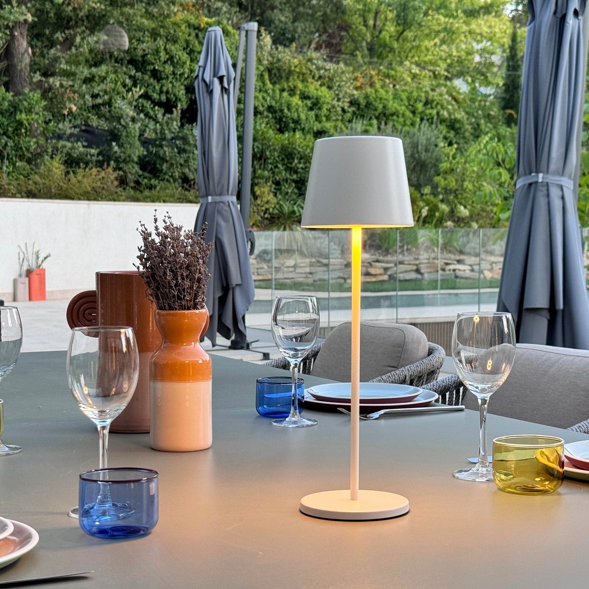 Lot de 6 Lampes de table avec socle 6x KELLY blanc, LUMISKY