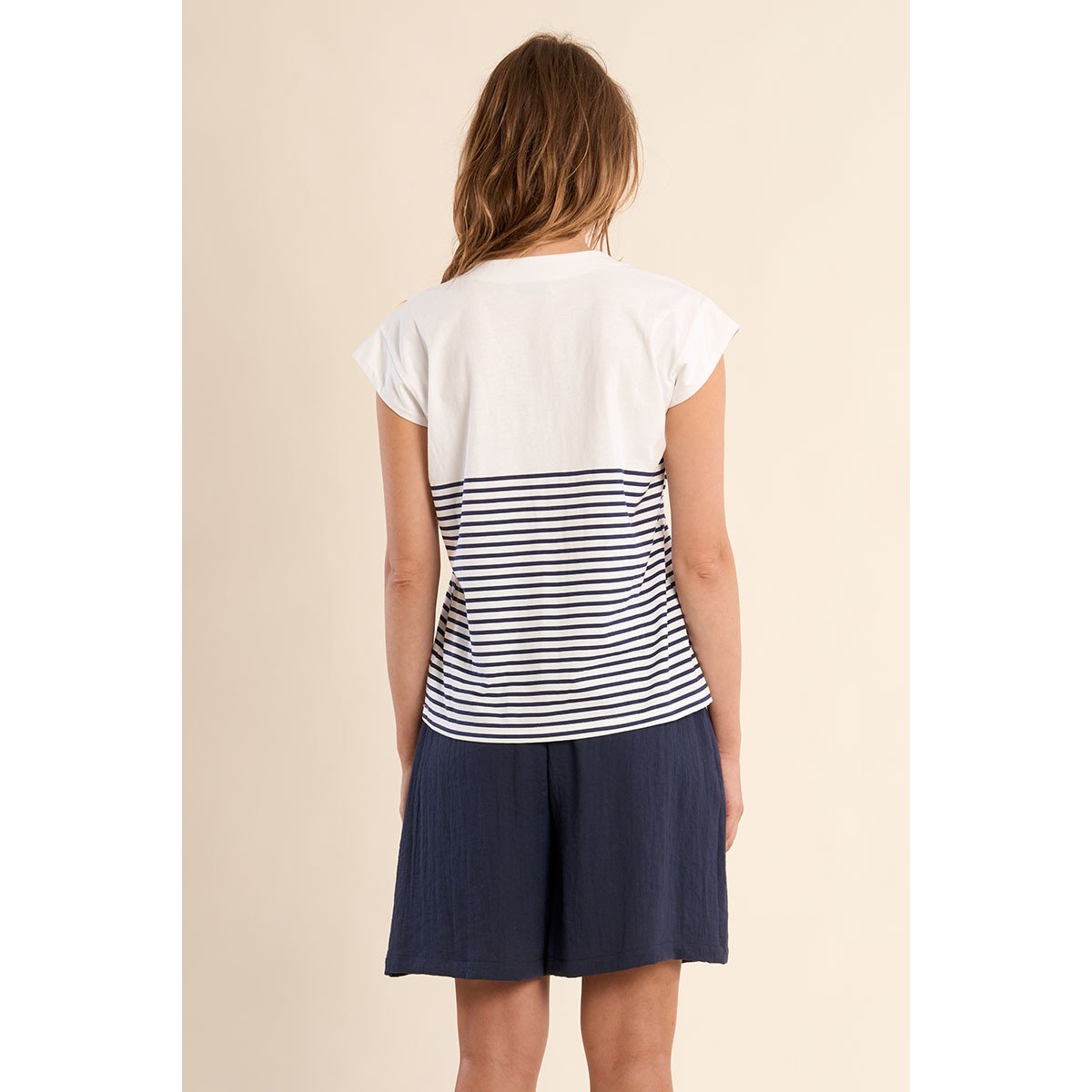 Top sans manches, rayé offwhite/navy blue, MOLLY BRACKEN