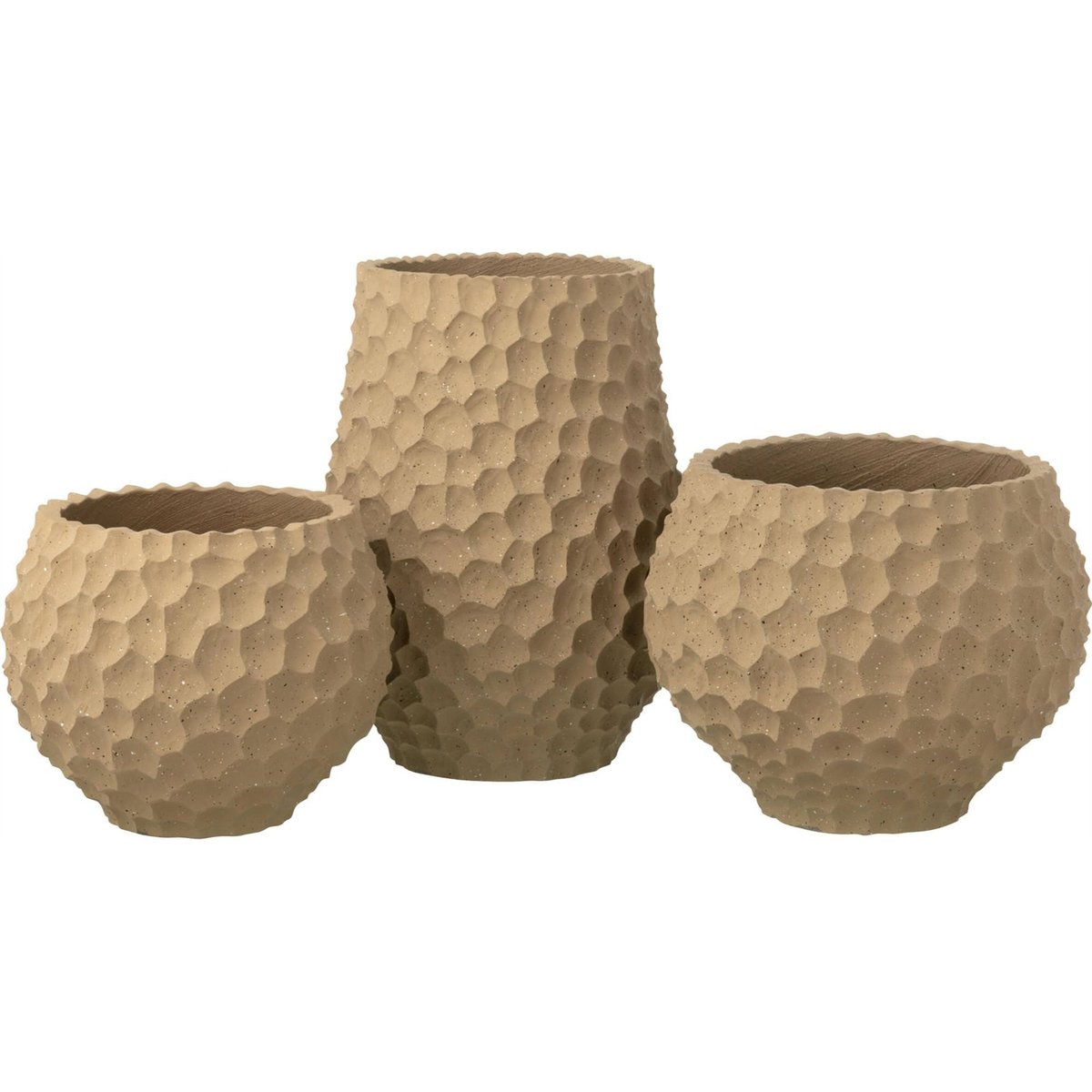 Cache-pot texturé en pierre pour extérieur sable taupe, RECOLLECTION