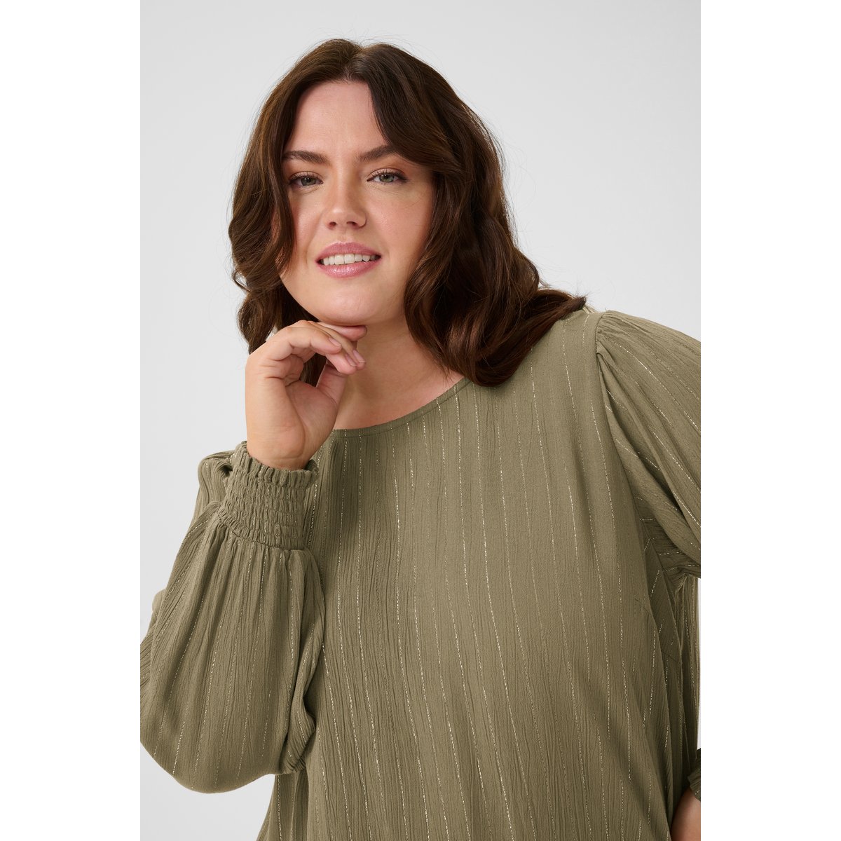 Blouse à manches longues gris morel, KAFFE CURVE