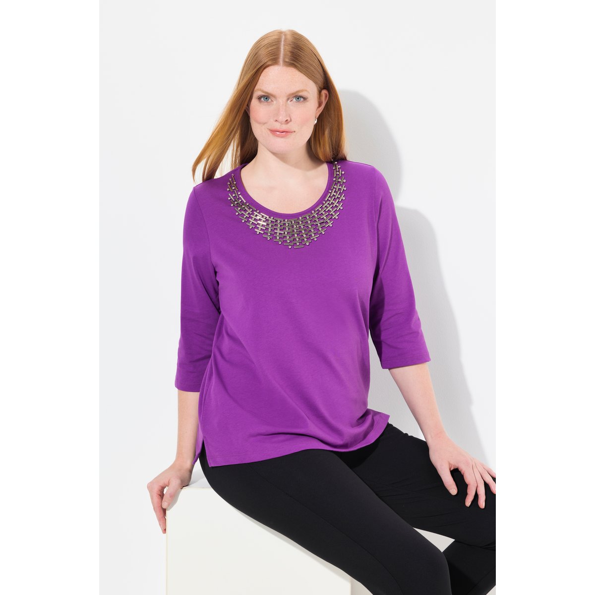 T-shirt avec collier fantaisie mûres, ULLA POPKEN