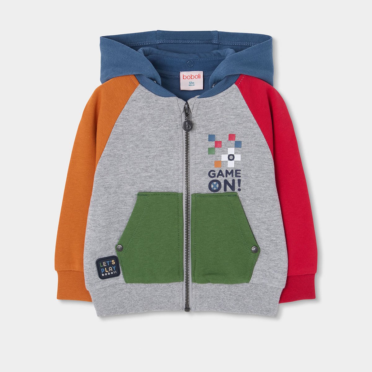 Sweat-shirt à capuche garçon Game On gris, BOBOLI