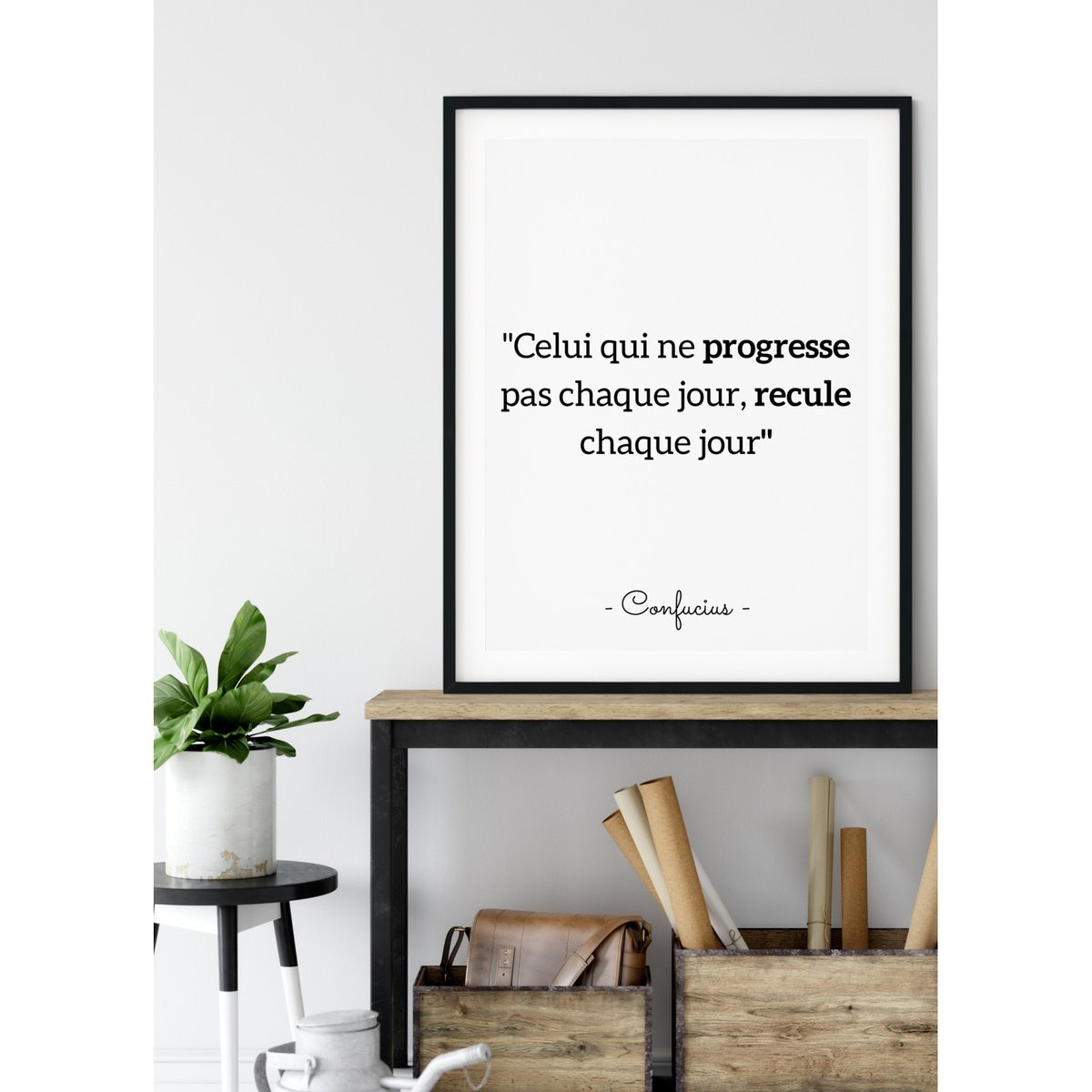 Affiche Confucius 'Celui qui ne progresse pas...' blanc, L'AFFICHERIE