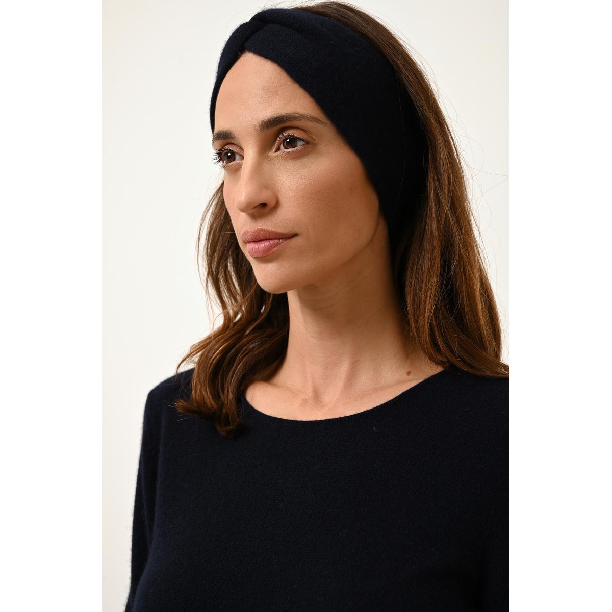 Robe Col Rond Navy Susan bleu foncé, JUST CASHMERE