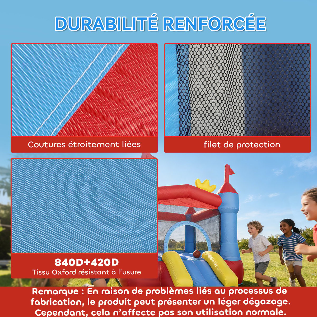 Château gonflable Tissu Oxford Multicolore bleu, rouge, jaune, AIYAPLAY