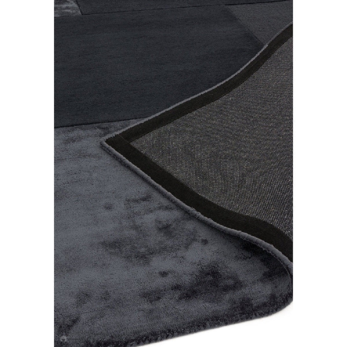 Tapis salon et chambre moderne tufté main SLATE noir, NOVATREND