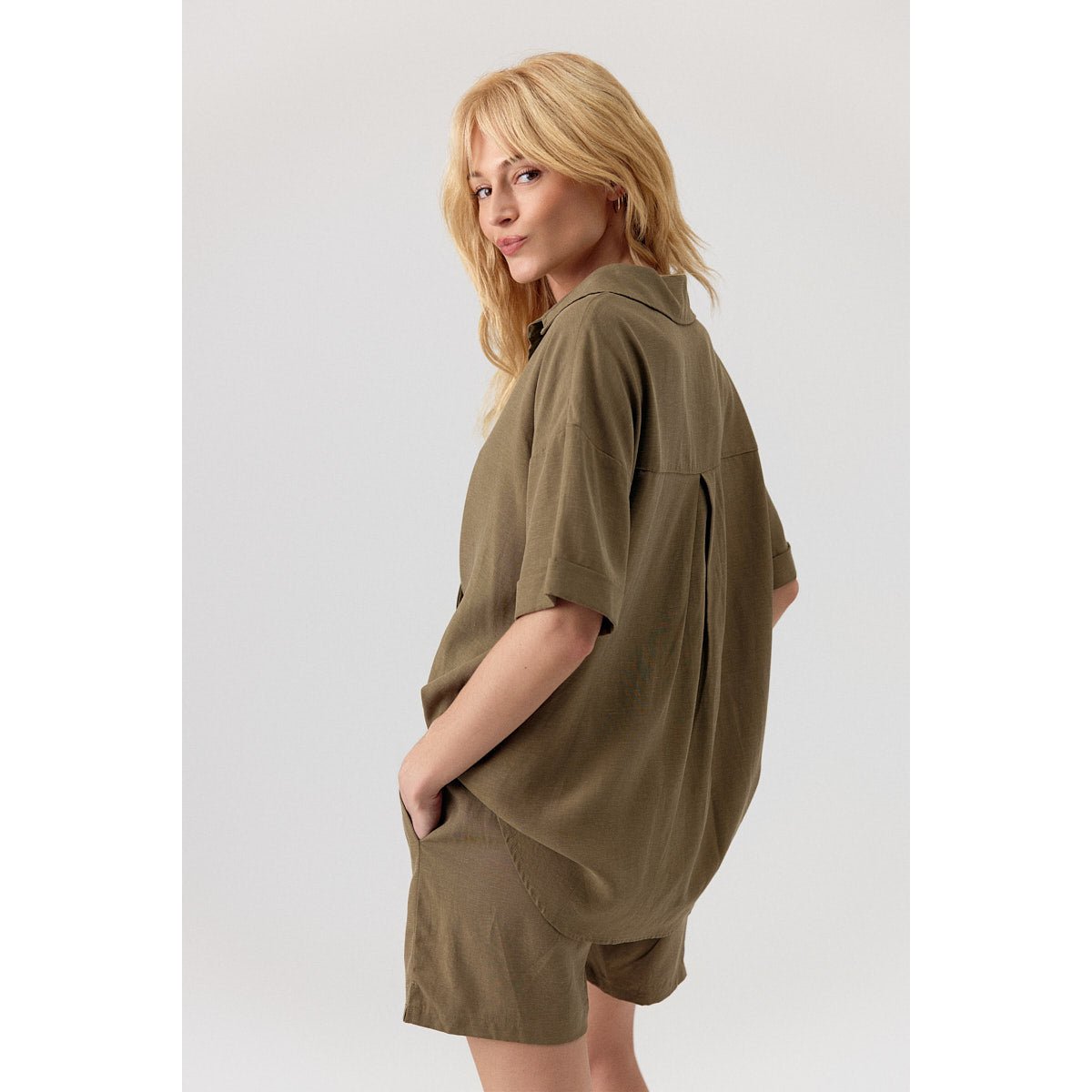 Chemise oversize à manches courtes Addison khaki, ARTLOVE