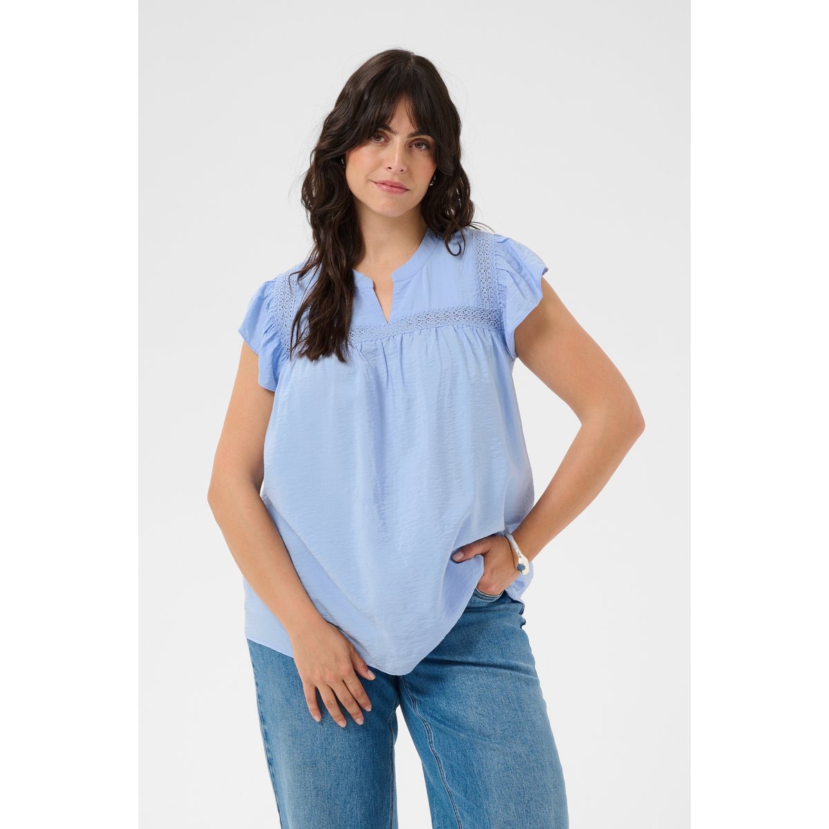 Blouse à manches courtes bleu windsufer, KAFFE CURVE