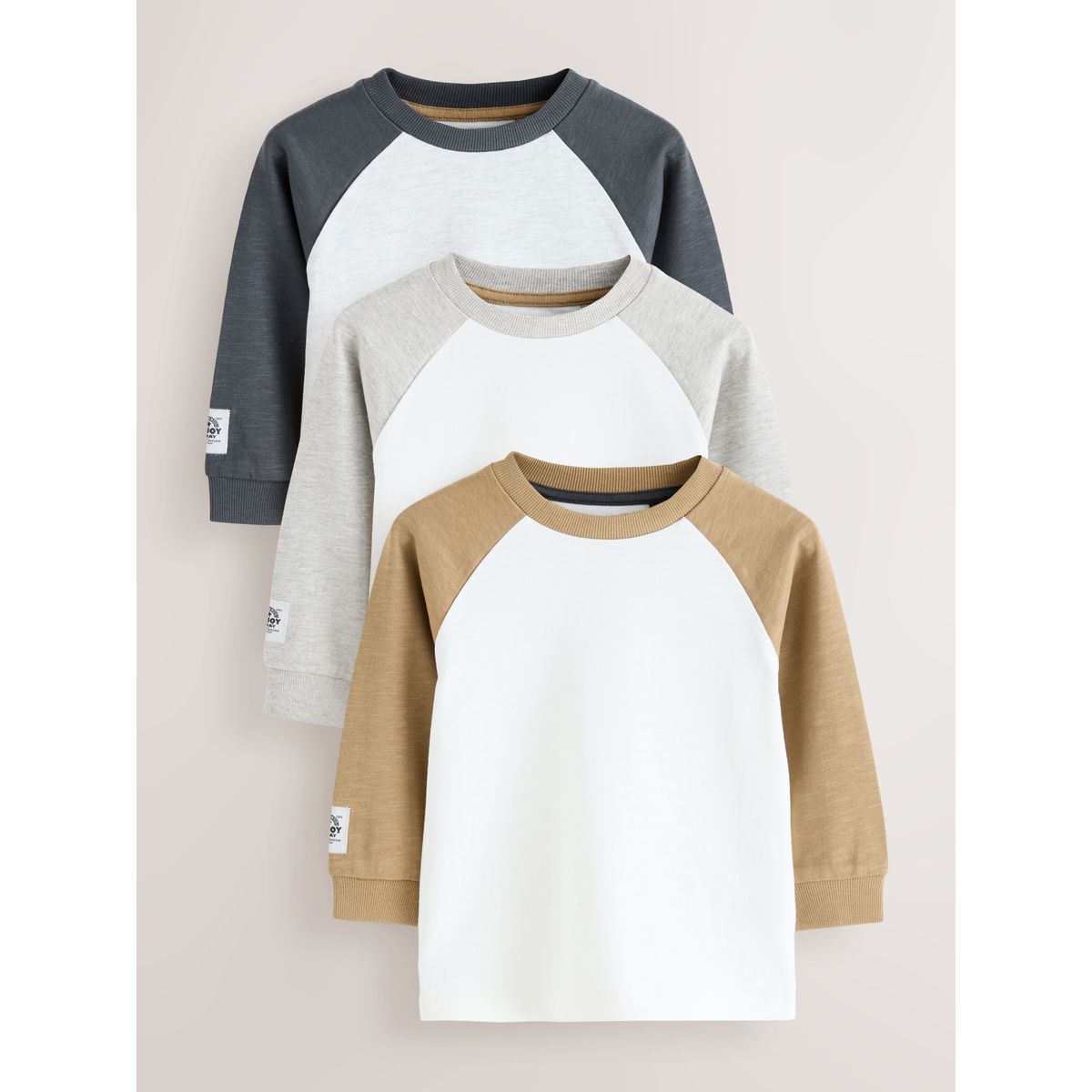 T-shirt manches longues raglan, x3 gris, NEXT