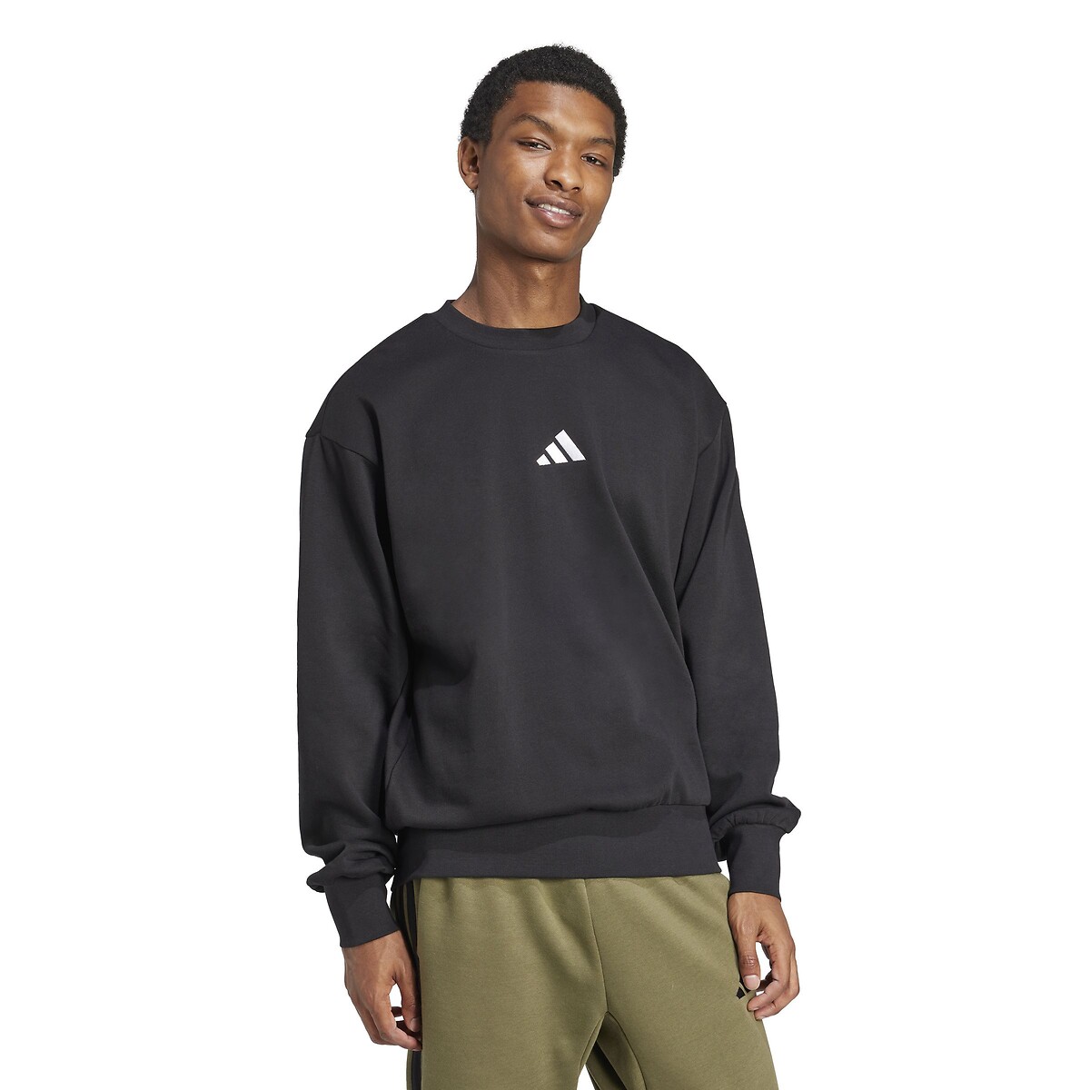 Sweat col rond Essentiel Feelcozy en molleton noir, ADIDAS SPORTSWEAR