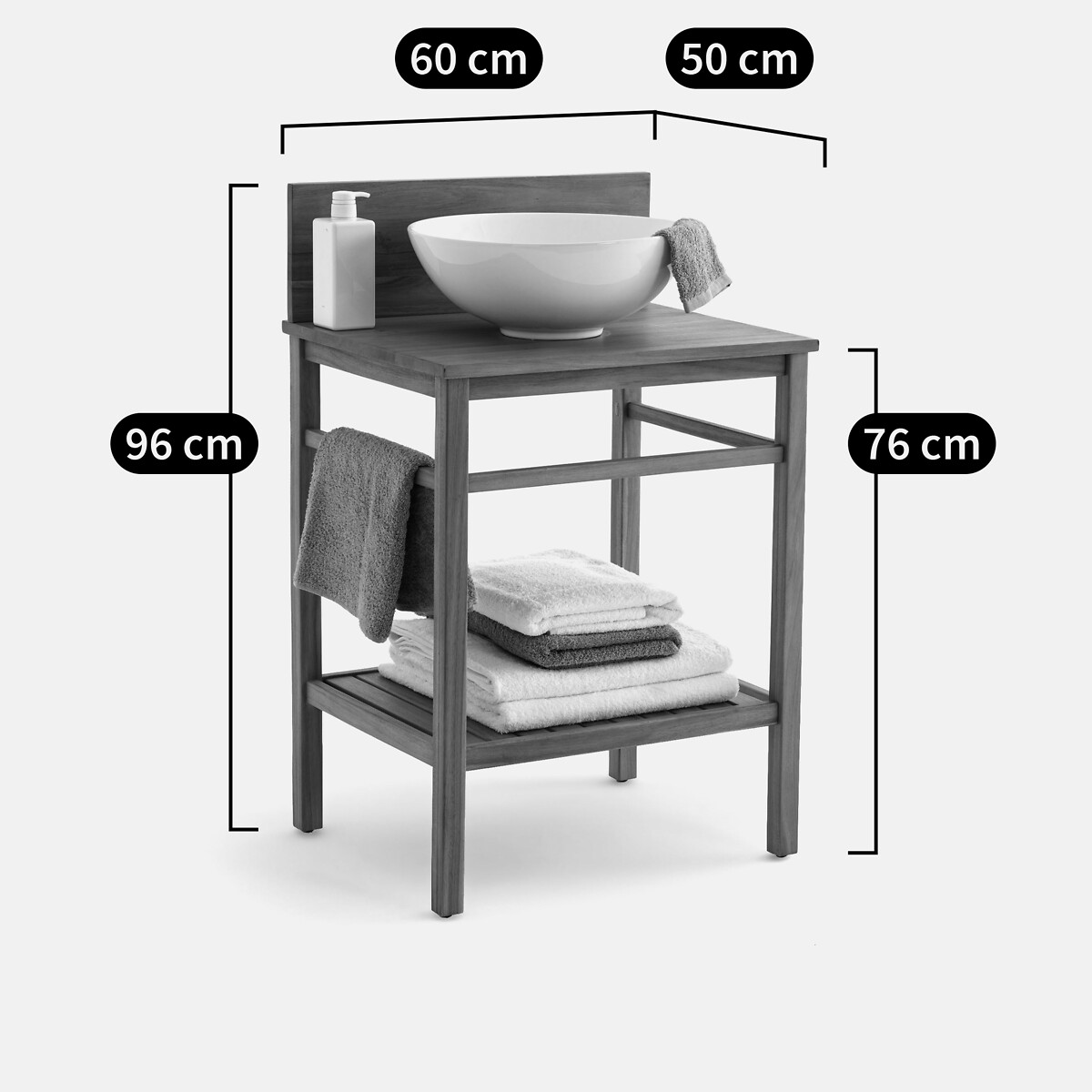 Meuble sous vasque Mercure, Acacia, 60 cm naturel, LA REDOUTE INTERIEURS