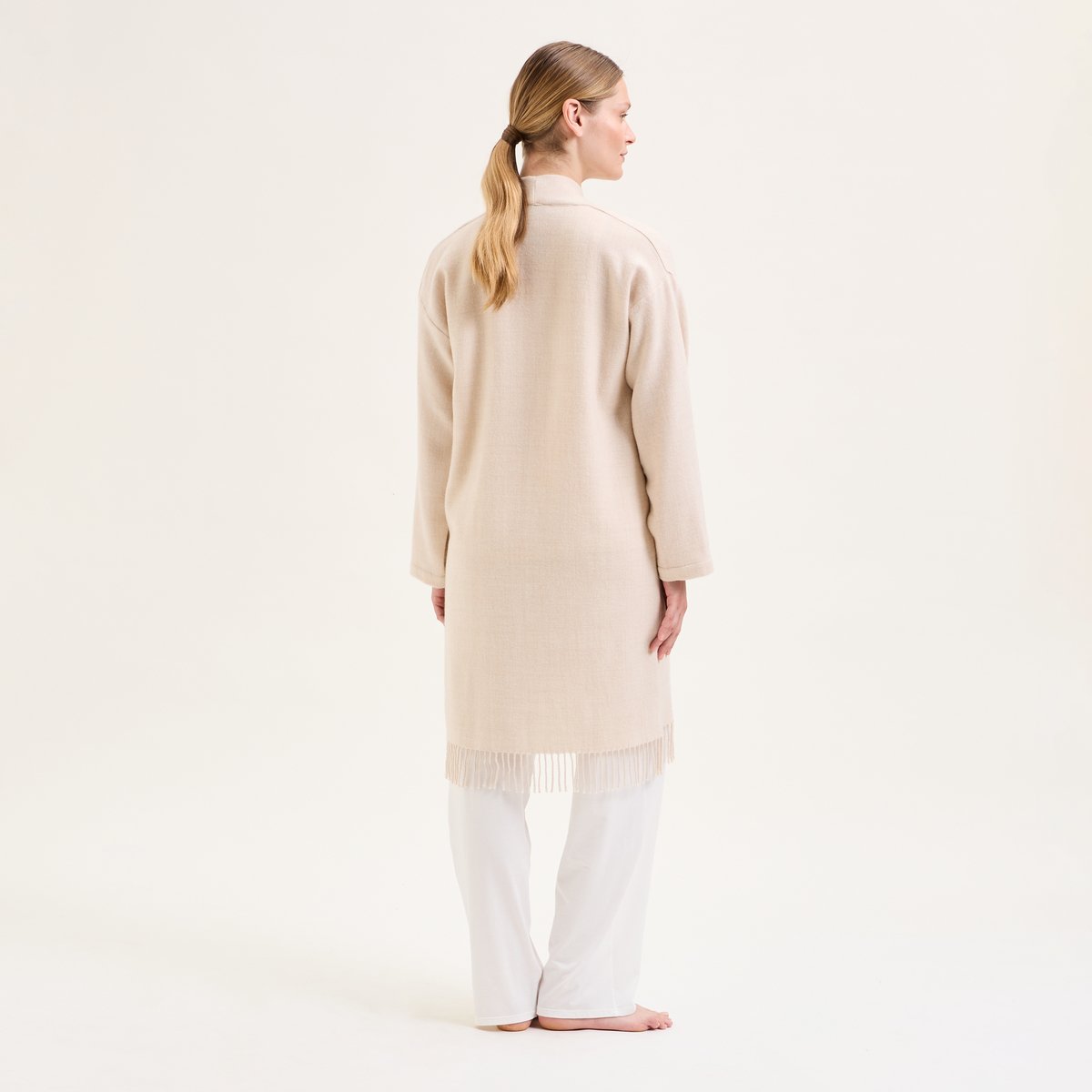 Poncho long en laine LAURENCE crème, LAURENCE TAVERNIER