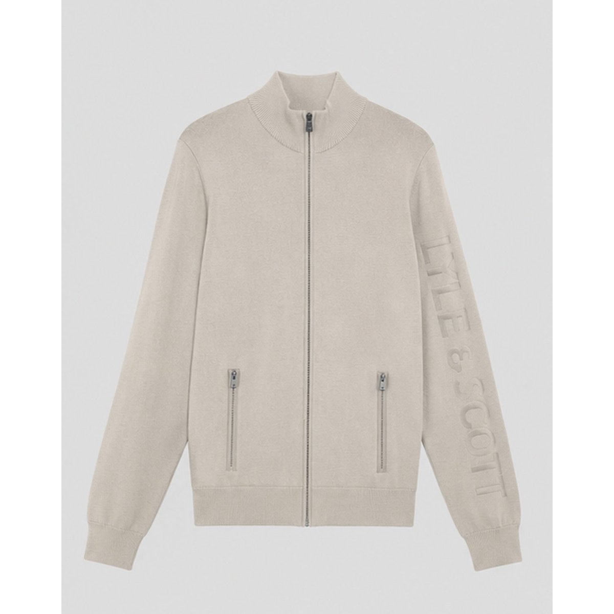Veste en maille zippée blanc mastic, LYLE & SCOTT