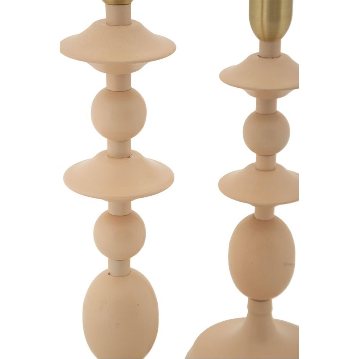Duo de bougeoirs en fer aux lignes sculpturales rose et or, RECOLLECTION