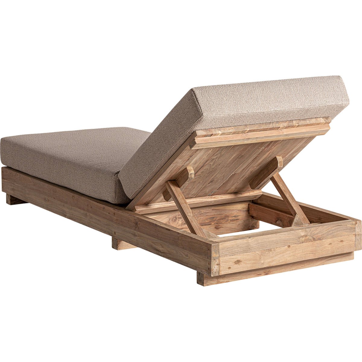Bain de soleil teck collection S.PURE bois naturel et beige, RECOLLECTION