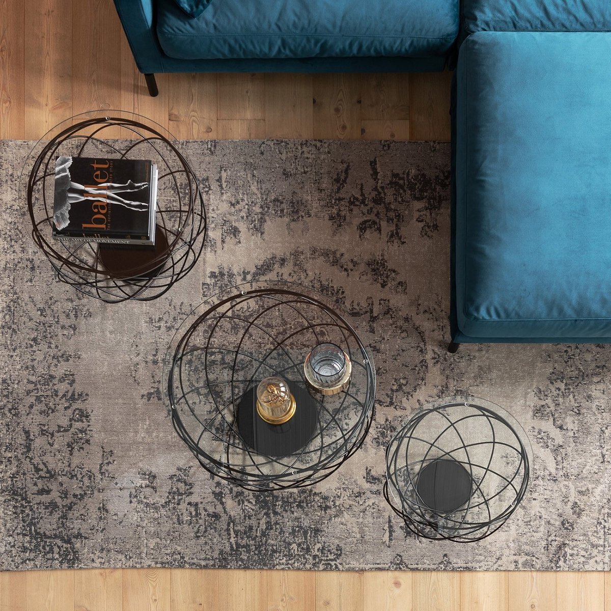 Tapis en coton et polyester, KELIM gris, KARE DESIGN