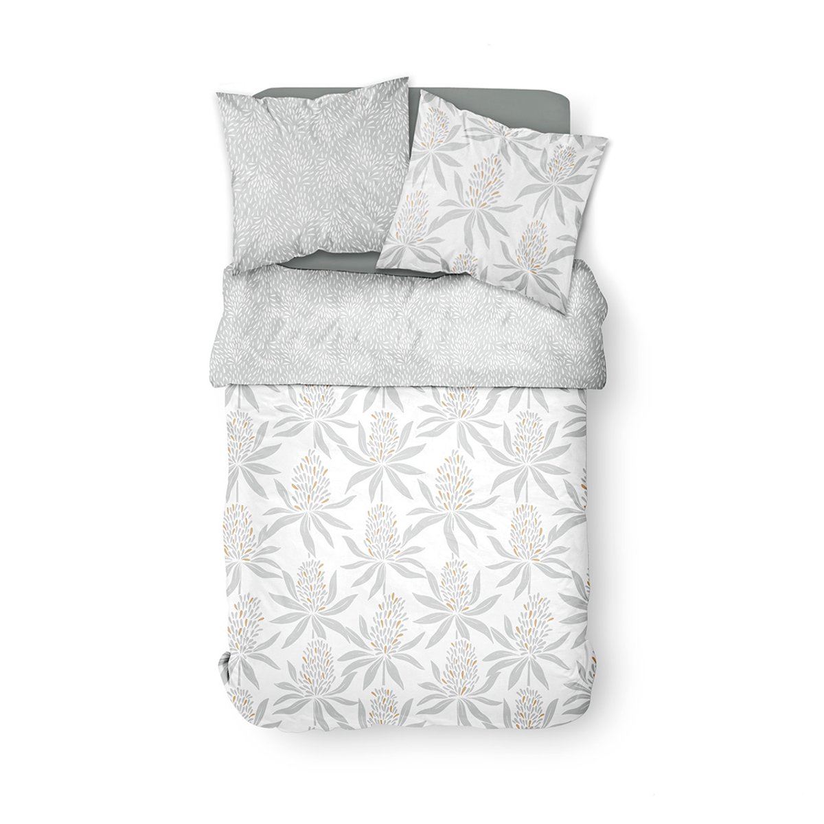 Parure de lit coton 2 personnes imprimé floral SUNSHINE blanc, TODAY