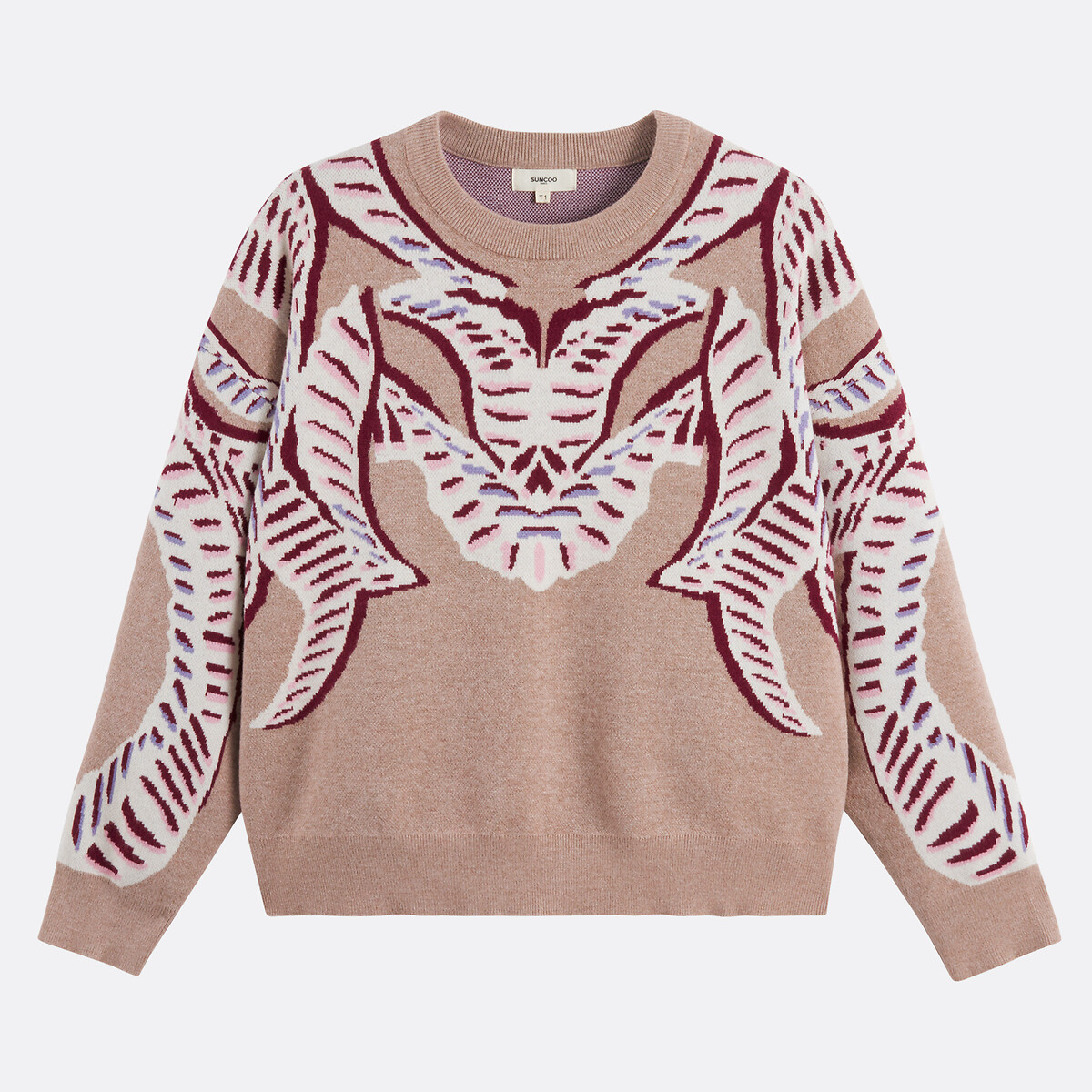 Pandori Printed Crew Neck Jumper taupe, SUNCOO