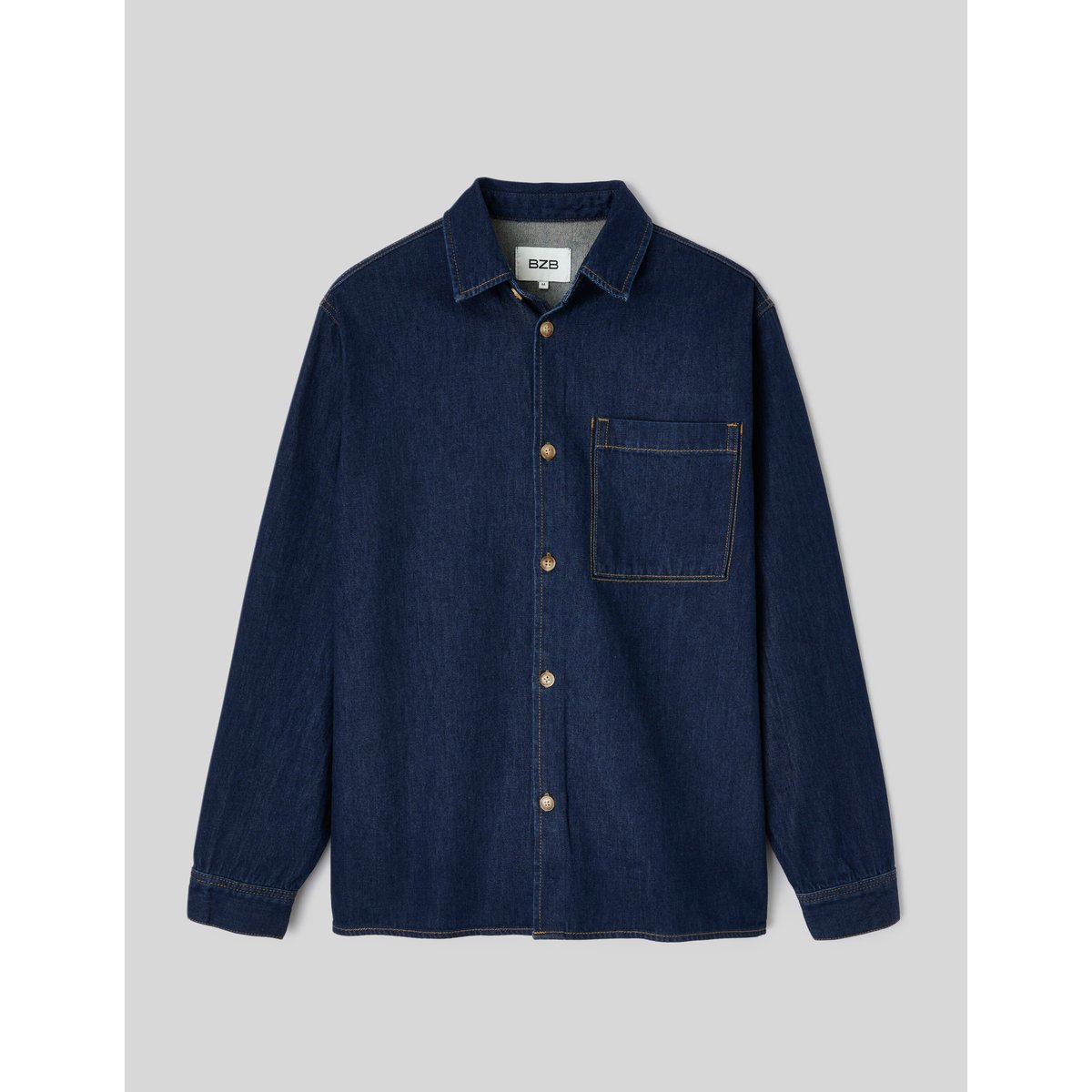 Chemise denim brut bleu moyen, BZB