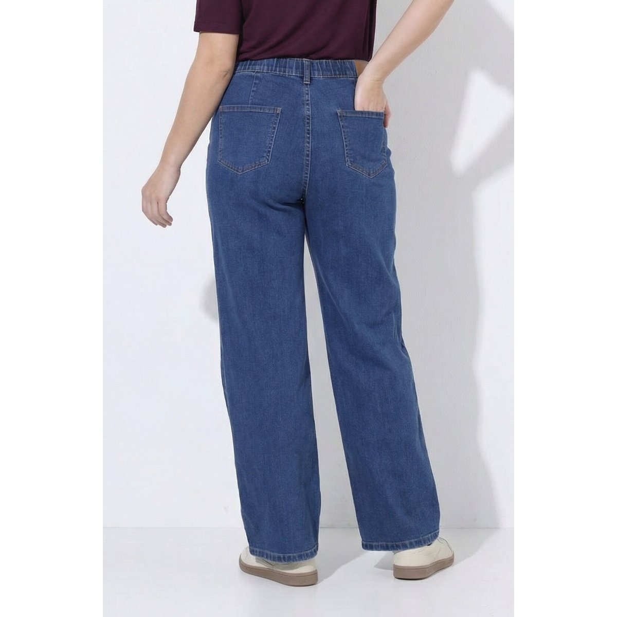 Jean Mony jambe large, poches zippées bleu jean, ULLA POPKEN