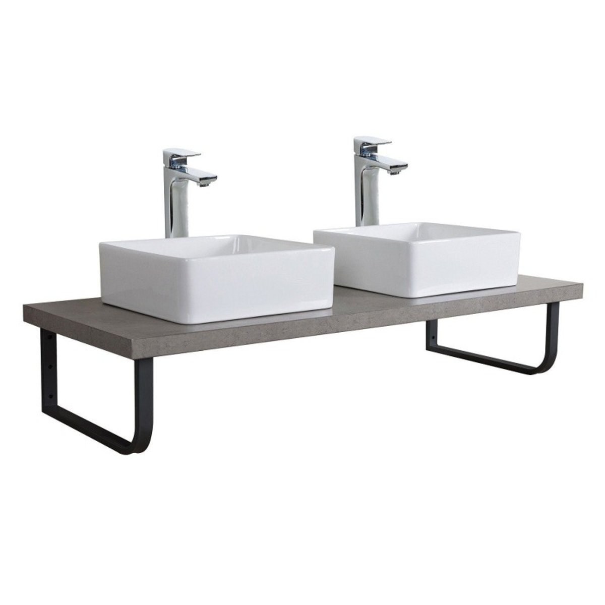 Plan de toilette double vasque +équerres Will béton, MOB IN