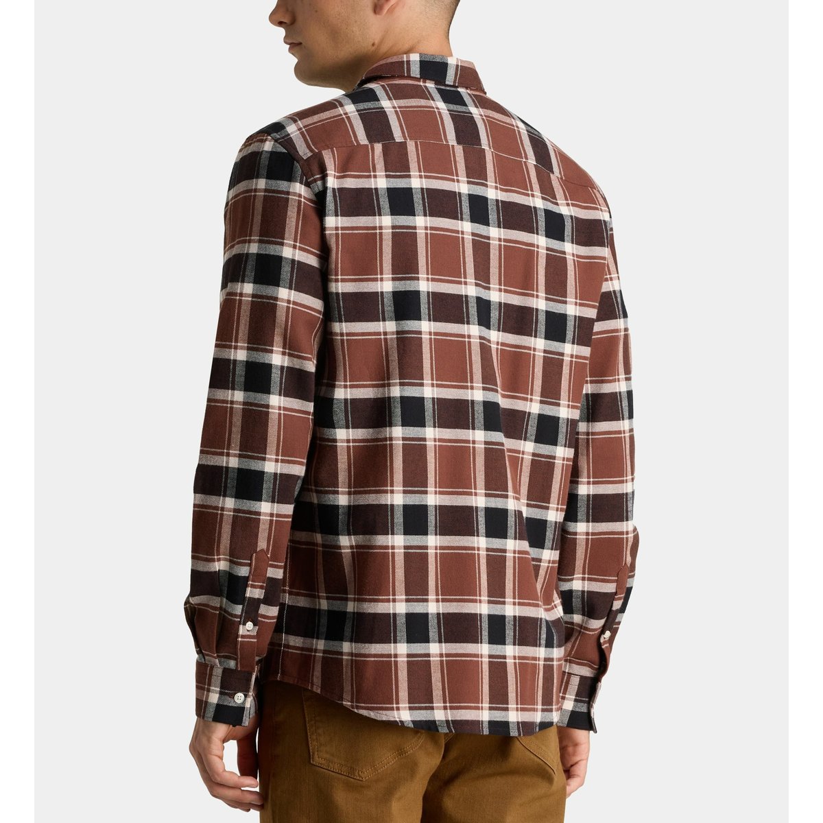 Chemise droite risheck 4 à carreaux en coton marron et écru, GALERIES LAFAYETTE