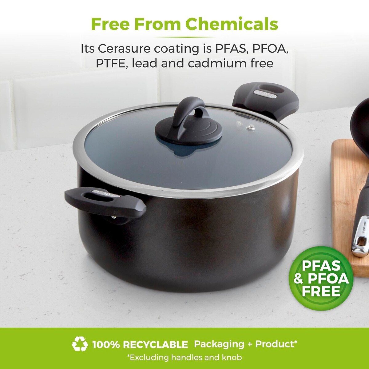 24cm Cerasure Ceramic Casserole with Lid graphite, TOWER