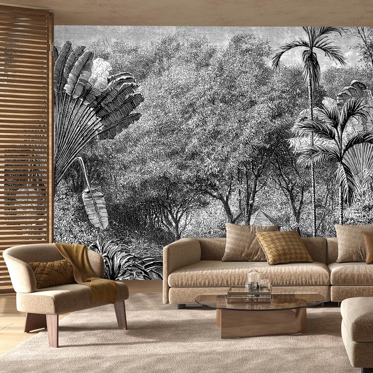Papier peint l'arbre du voyageur tropical intissé, HEXOA
