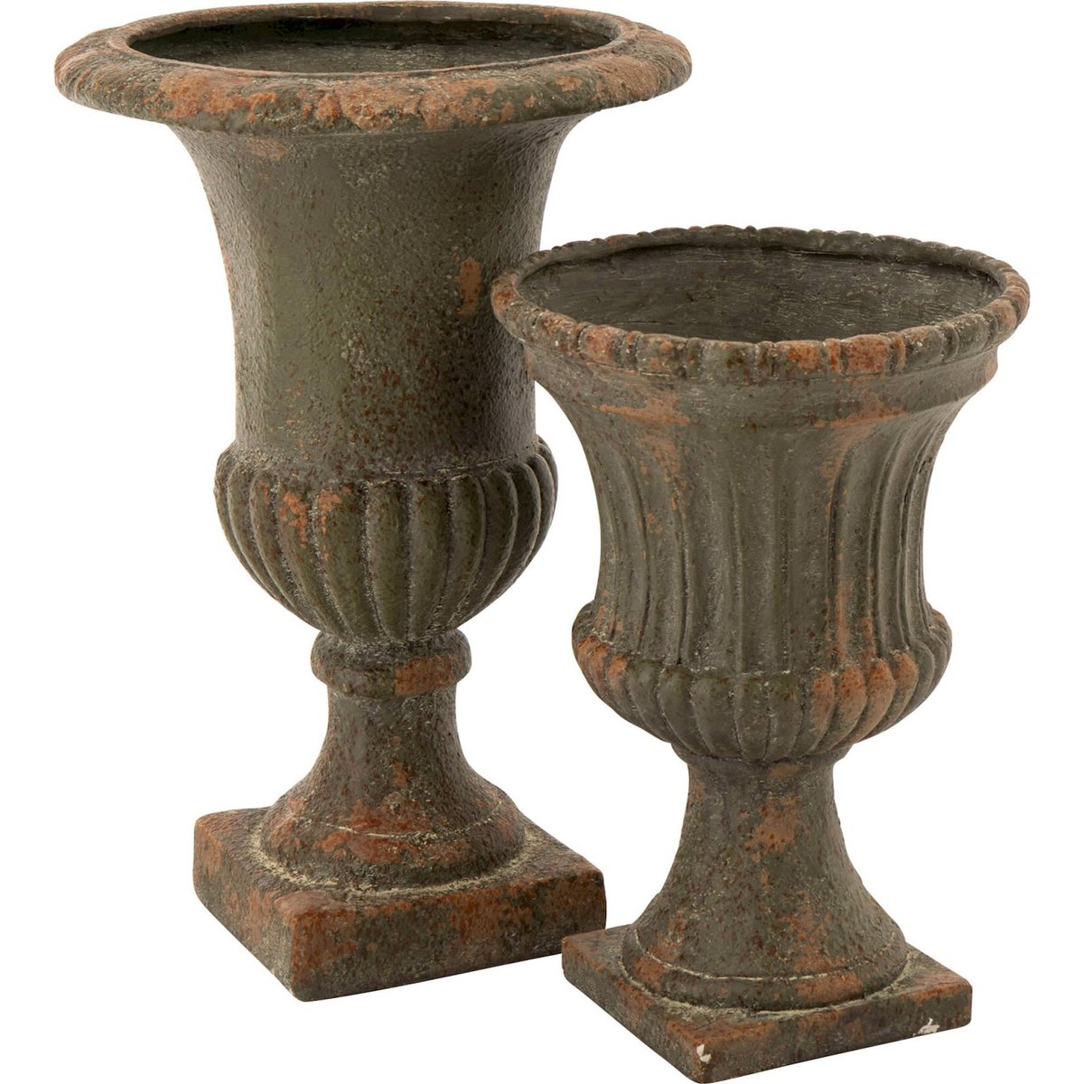 Cache-pot d'extérieur antique en résine vert foncé antique, RECOLLECTION